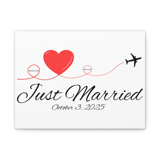 Just Married Canvas Wall Art