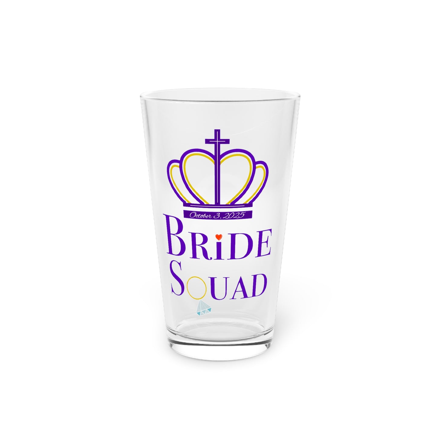 Bridal Party Pint Glass, 16oz