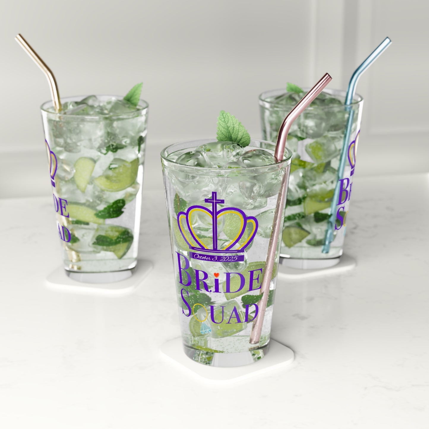 Bridal Party Pint Glass, 16oz